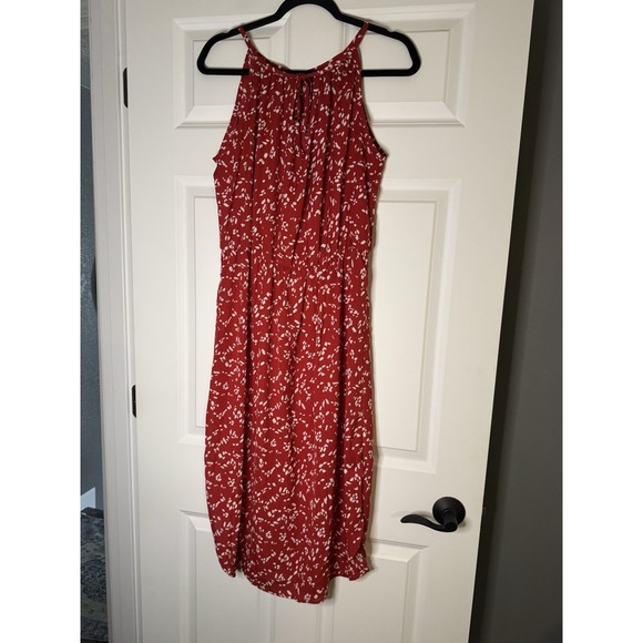 Couer De Vague Dresses & Skirts - Couer De Vague Halter Peasant Dress Flowy Silhouette Red White Print